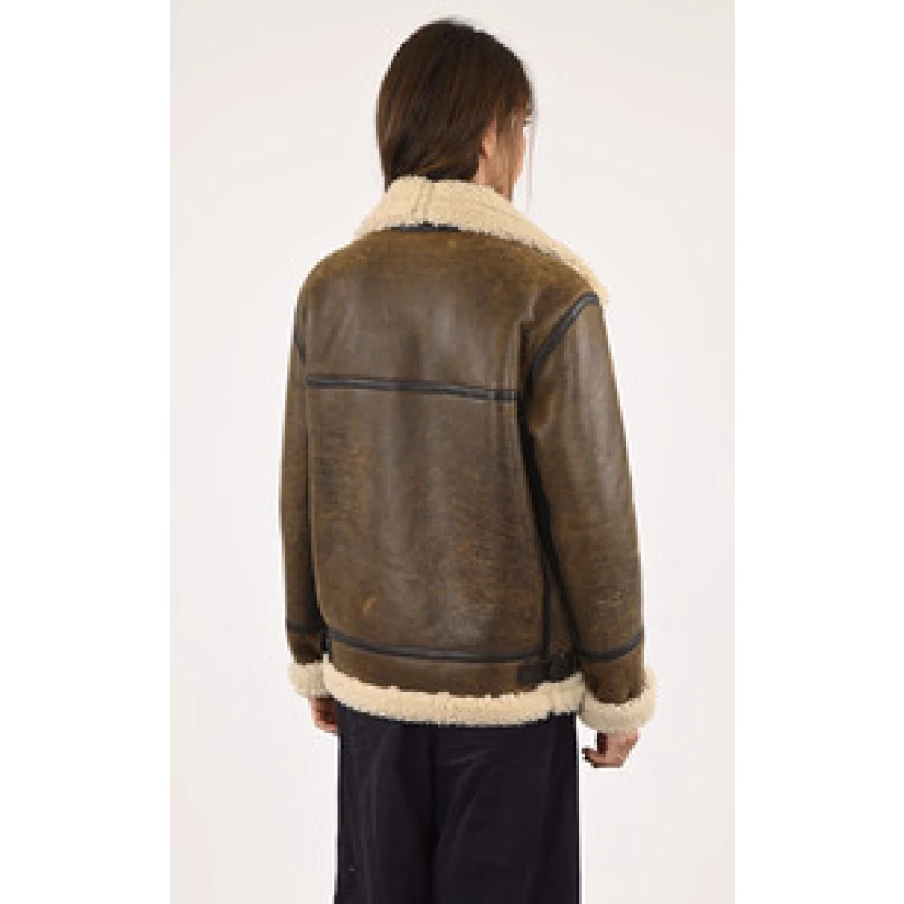 La Canadienne Bruine Vintage Schapenvacht Bomberjack Brown Dames