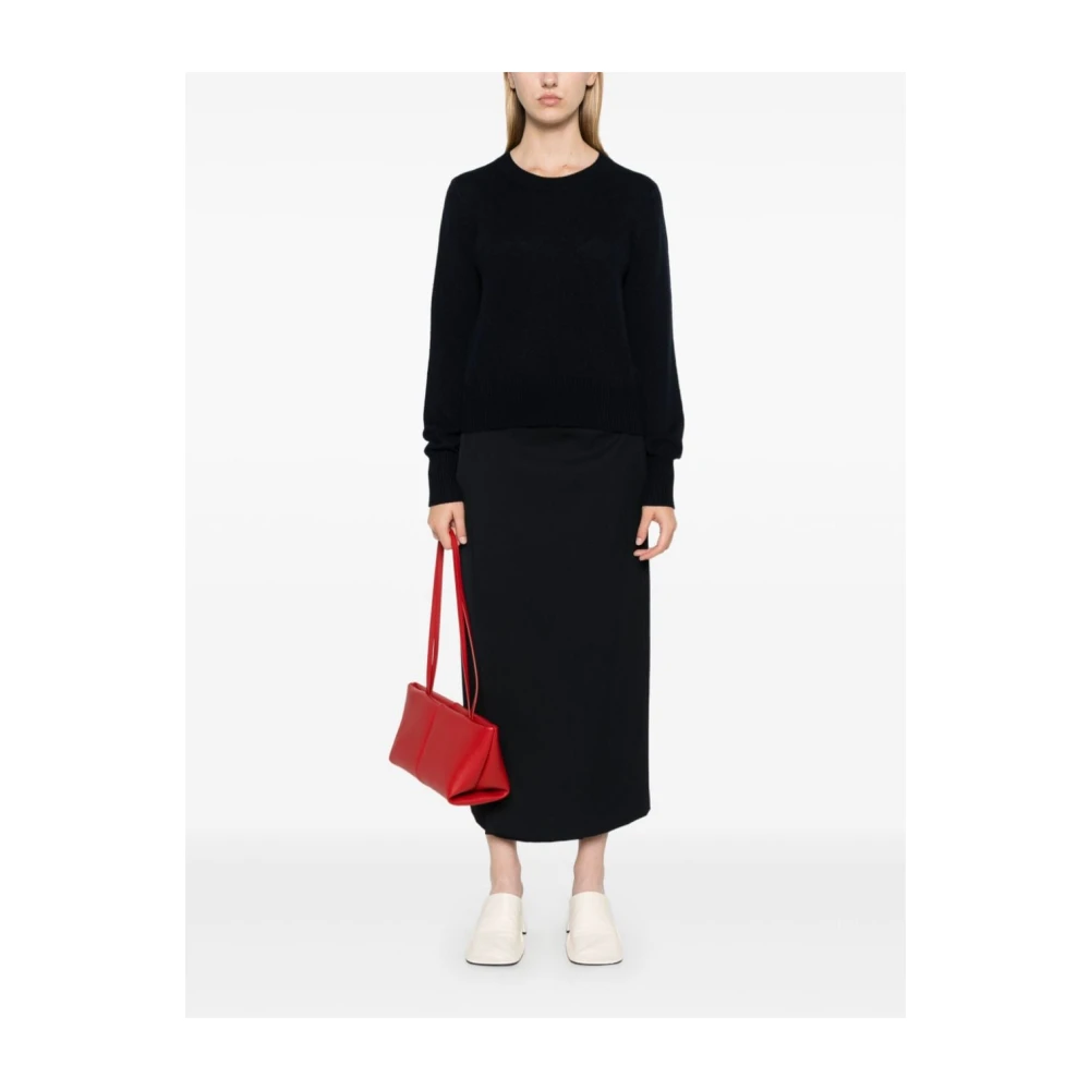 allude Blauwe Cashmere Trui Geribbelde Zoom Blue Dames