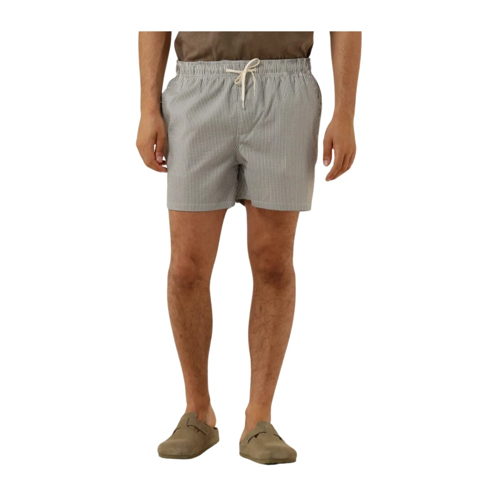 Selected Homme Olijfgroene Seersucker Zwemshorts Strandklaar Gray Heren