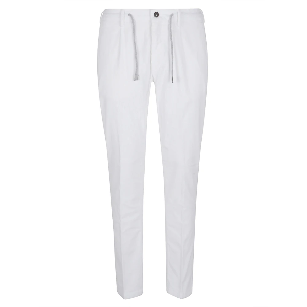 Eleventy Men's White Stylish Cotton-Modal Blend Trousers