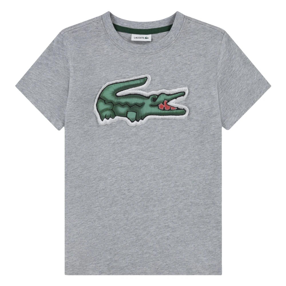 Lacoste Boys Gray Kids Short Sleeve T-Shirts, 12 Y, Logo T-Shirt