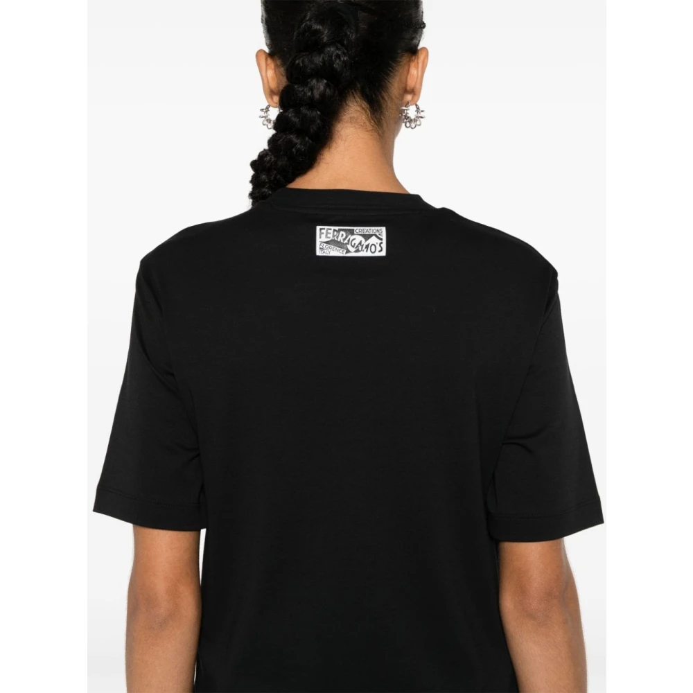 Salvatore Ferragamo Zwarte T-shirts Polos voor vrouwen Black Dames