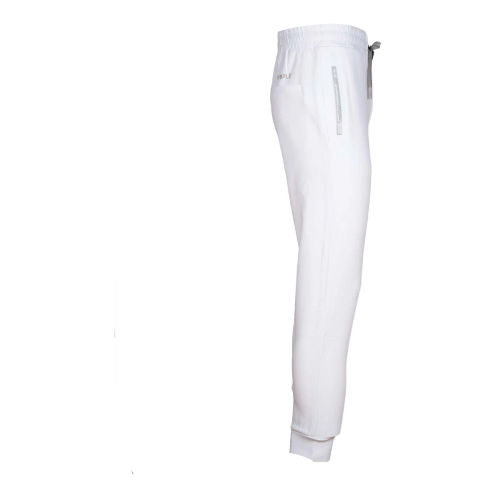 People of Shibuya Witte Katoenen Sweatpants met Grijze Details White Heren