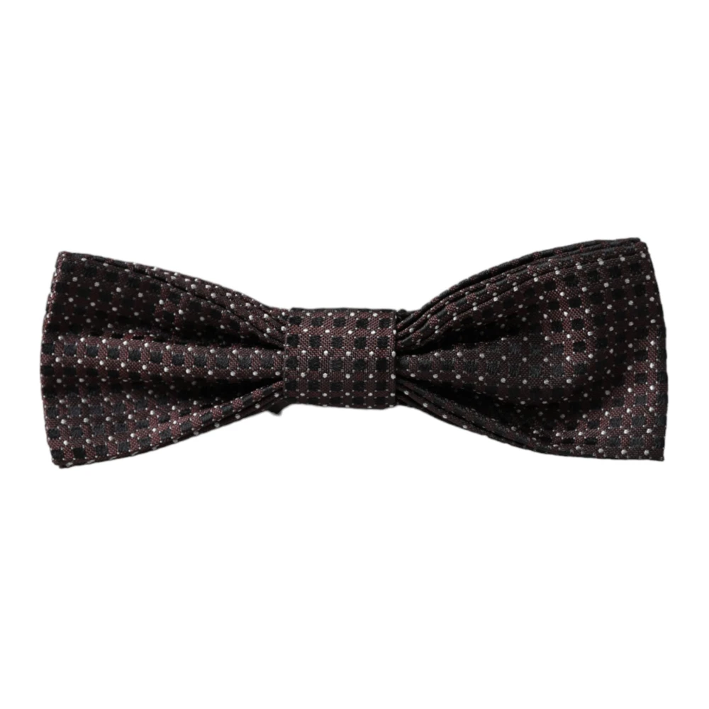 Dolce & Gabbana Bruine Fantasie Zijden Verstelbare Hals Mannen Vlinderstrik Brown Heren