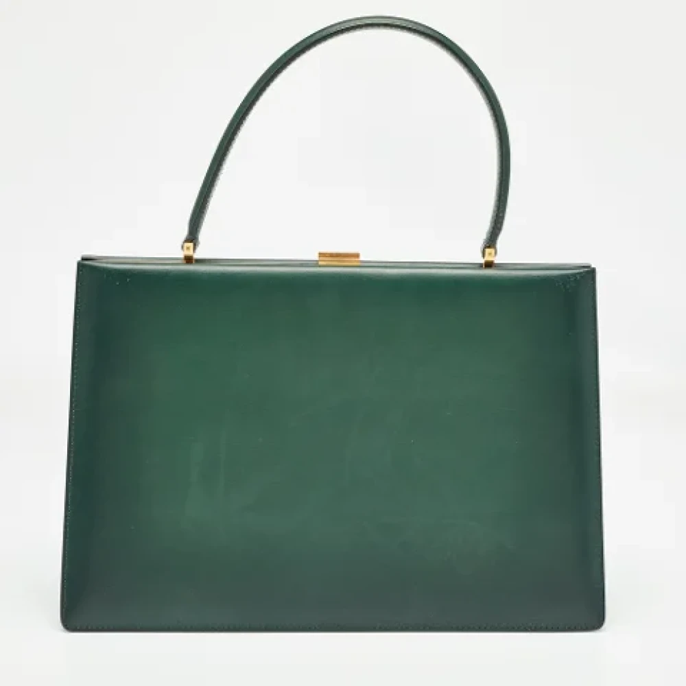 Celine Vintage Pre-owned Leather handbags Green Dames