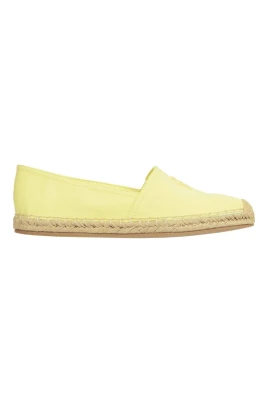 Gula broderade espadriller med tulpaner