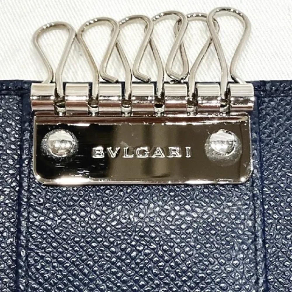 Bvlgari Vintage Pre-owned Leather key-holders Blue Unisex