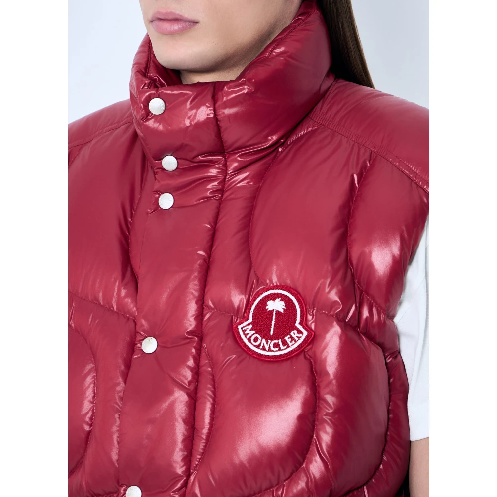Moncler Gewatteerd Dons Gilet met Golfmotief Red Heren