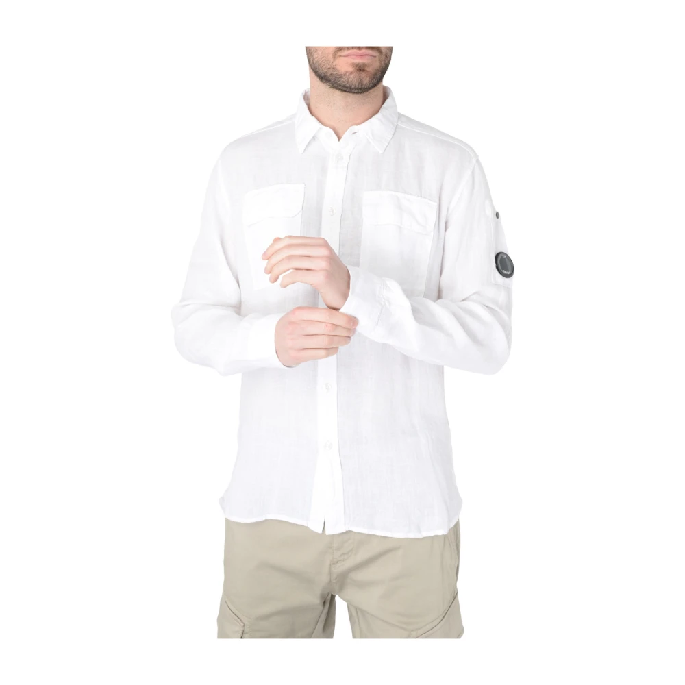 C.P. Company Witte Linnen Overhemd Puntkraag White Heren