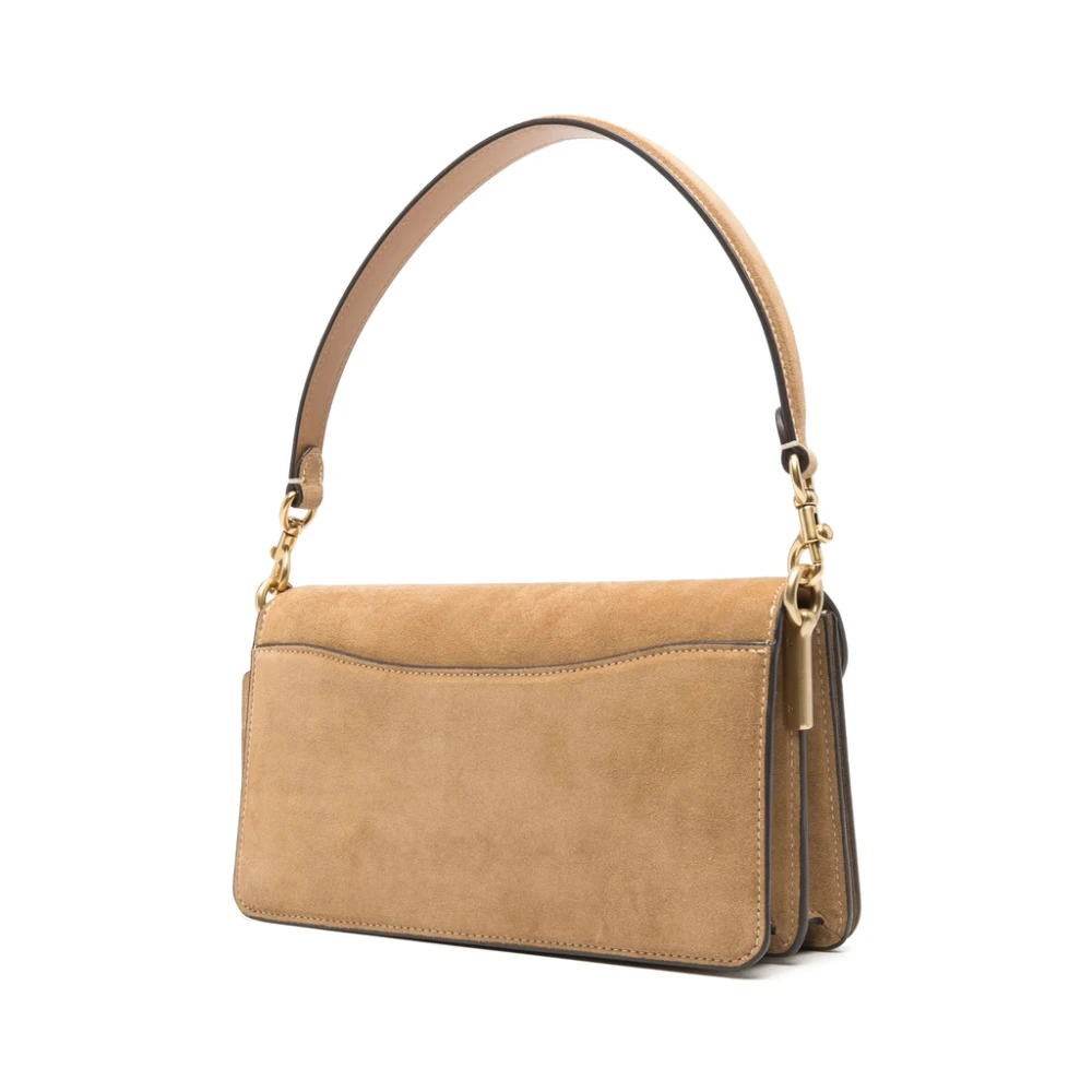 Coach Beige Foldover Top Handtas Brown Dames