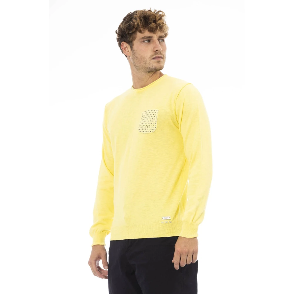 Baldinini Trendy Trui met Lange Mouwen en Voorzak Yellow Heren