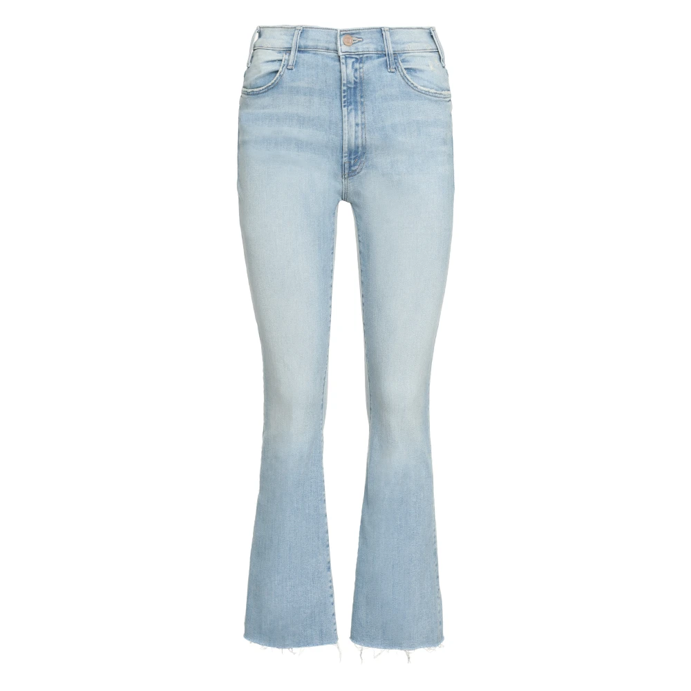 Mother Faded Denim Ankle Fray Jeans Blue Dames