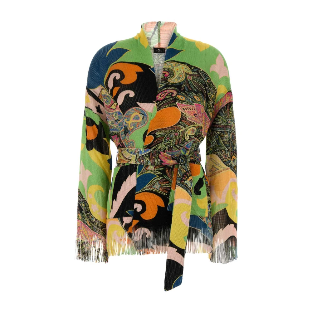 Etro Women's Multicolor Cardigan In Viscose With Fringes - Cardigans - S - Knitwear