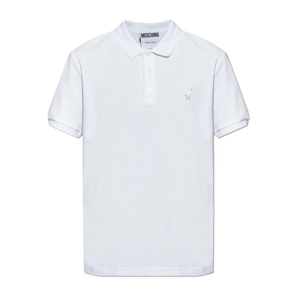 Moschino Men's White Polo Shirts,, Cotton Polo With Logo Medium