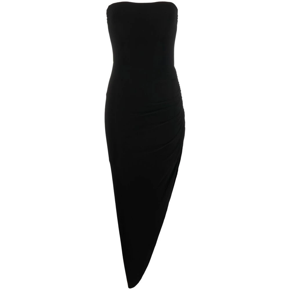 Norma Kamali Zwarte strapless aansluitende jurk met asymmetrische rand Black Dames