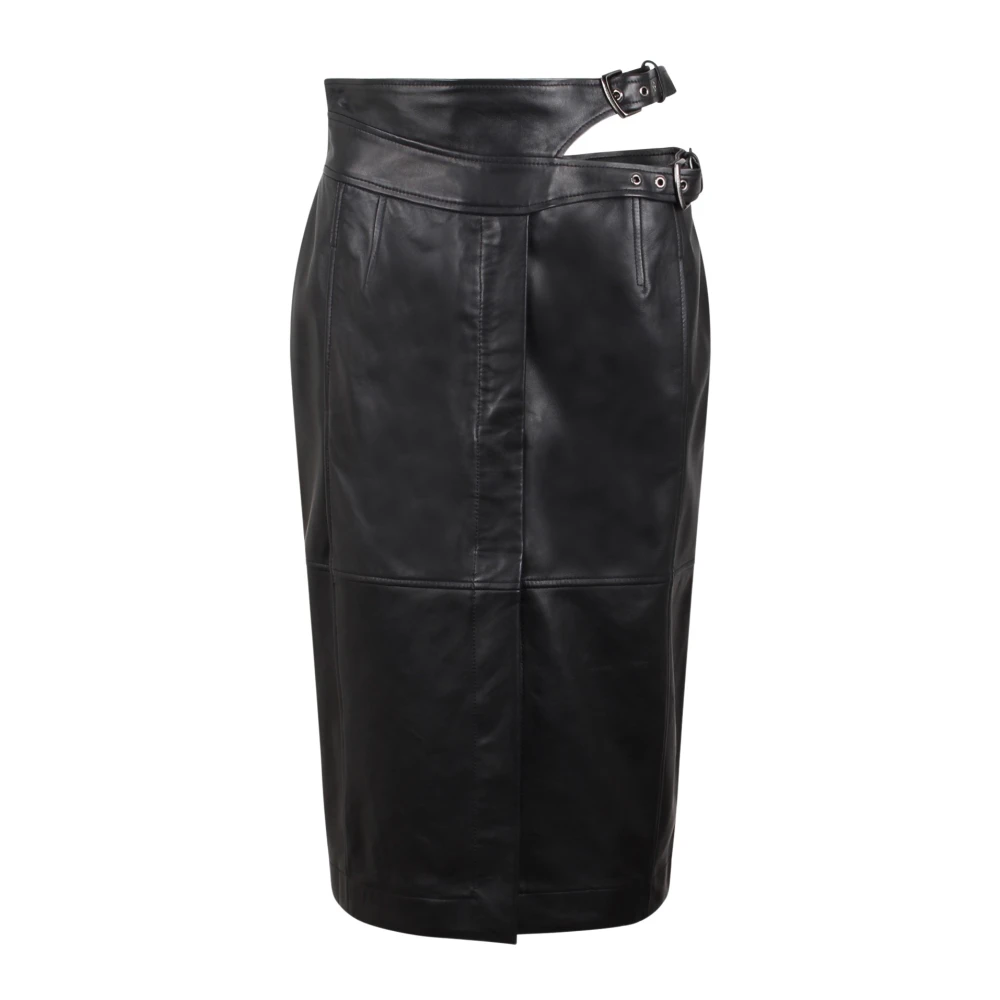 Alberta Ferretti Blank Nappa Midi Kjol Black, Dam