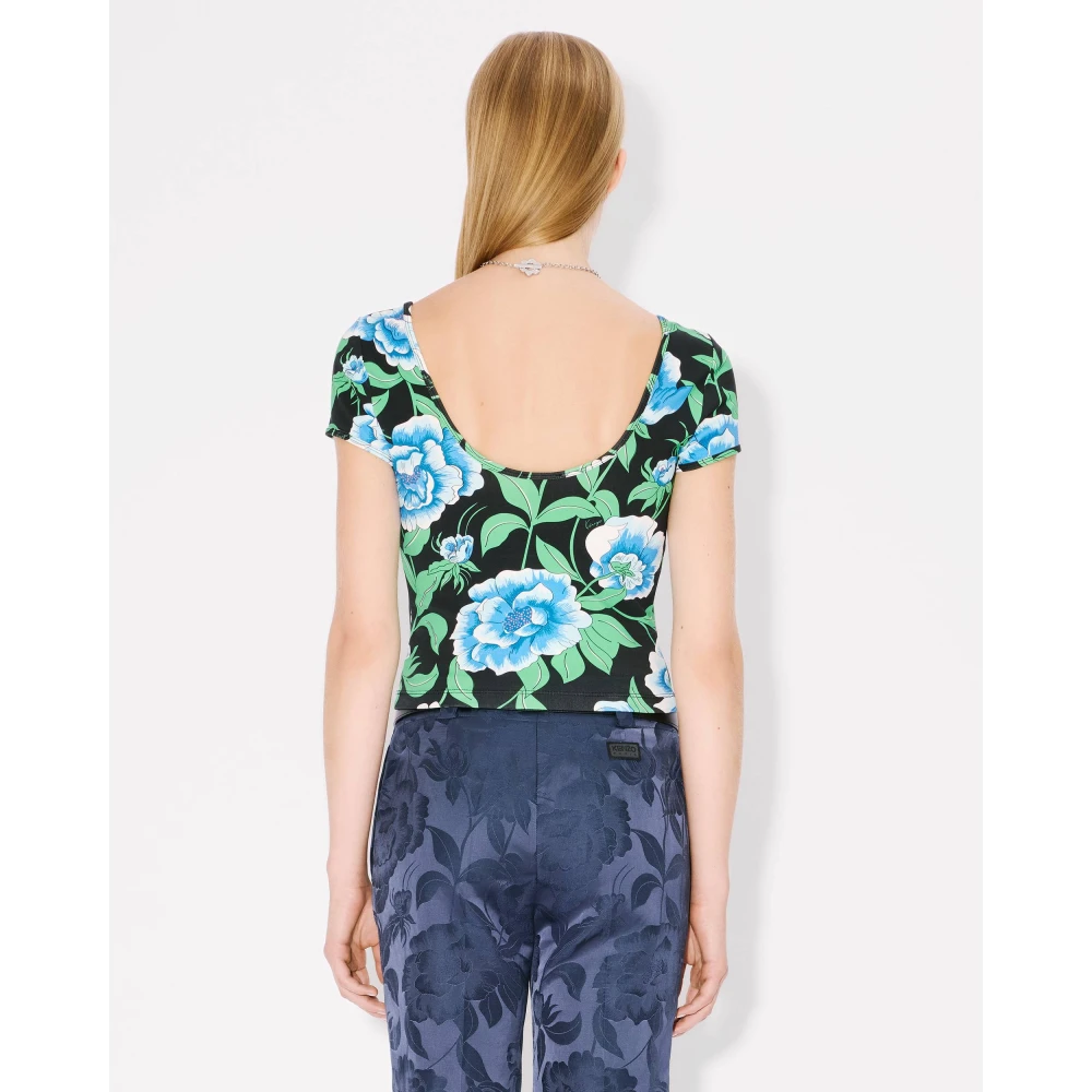 Kenzo Peonies Boothals Korte Mouw Top Multicolor Dames