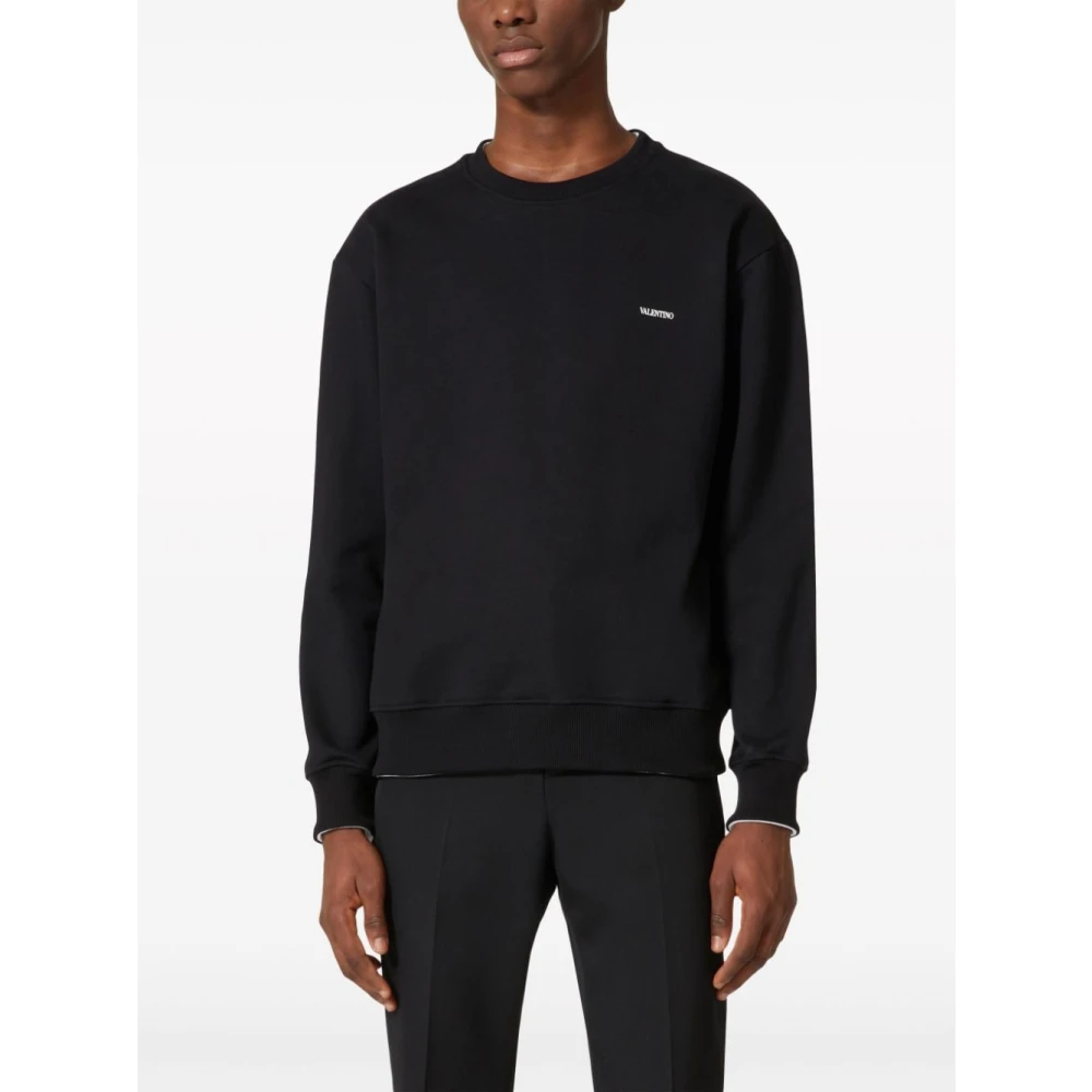 Valentino Zwarte Logo-Print Trui Black Heren