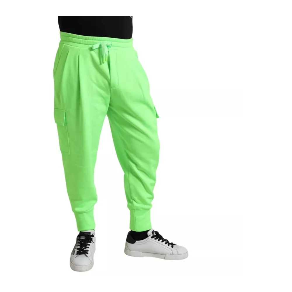 Dolce & Gabbana Neon Groene Polyester Jogger Sweatpants Green Heren