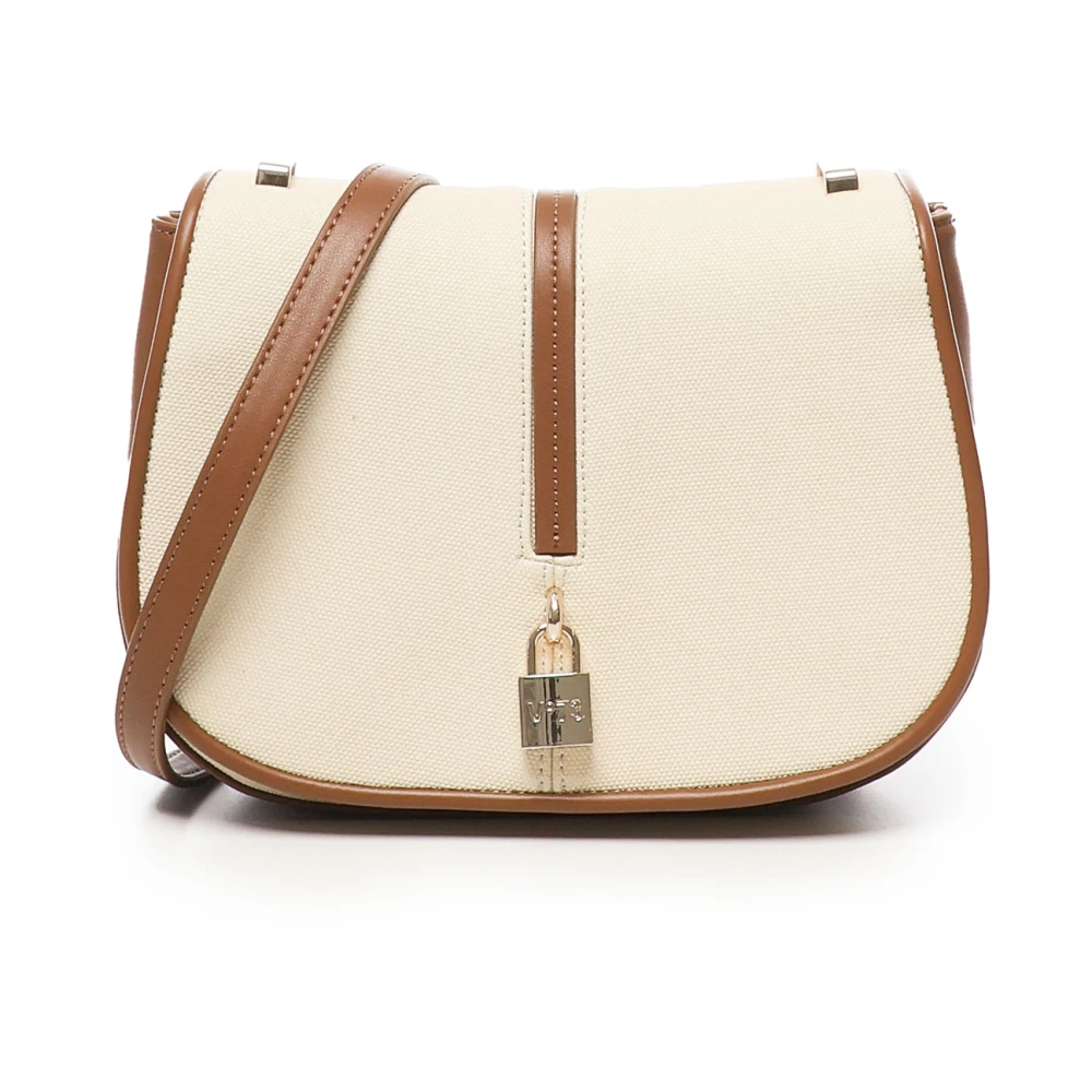V73 Beige Crossbody Tas met Hangslot Sluiting Beige Dames