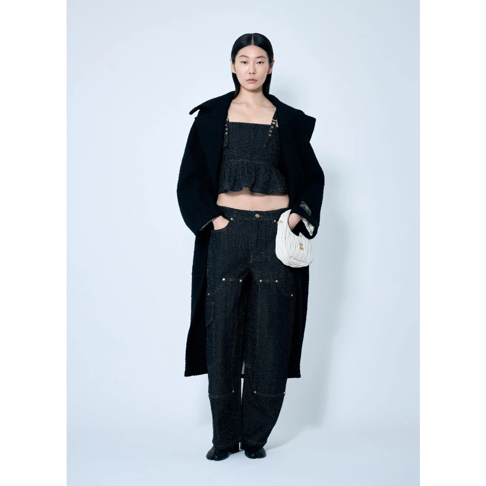 Ganni Fluffy Denim Carpenter Jeans Black Dames
