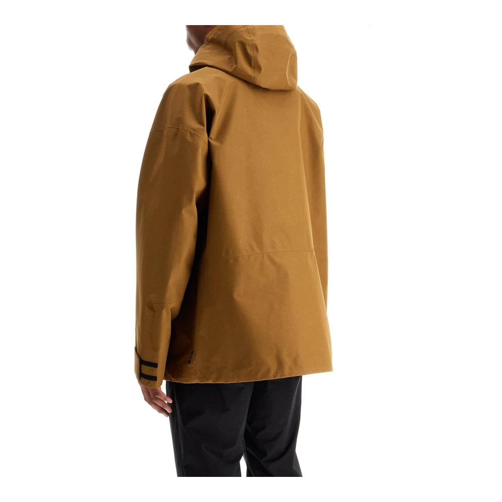 Herno Moderne Waterdichte Korte Jas met Capuchon Brown Heren