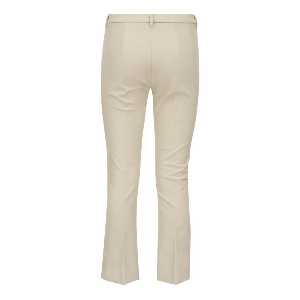 Max Mara Stretch Katoenmix Broek met Uitlopende Onderkant Beige Dames