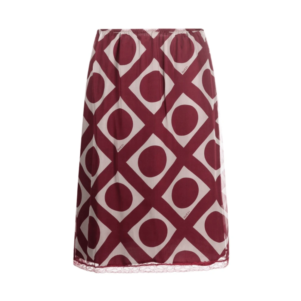 Gucci Geometric Print Midi Rok met Kant Red Dames