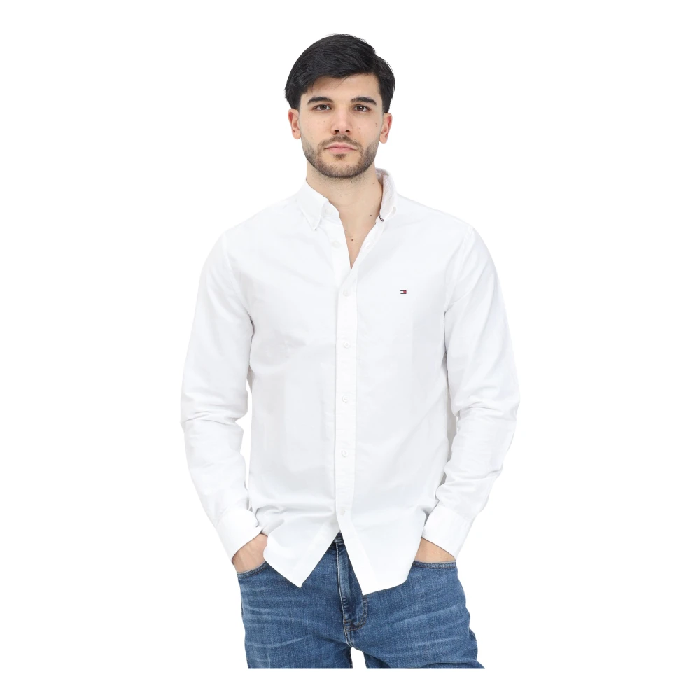 Tommy Hilfiger Witte Oxford Overhemd Lange Mouwen White Heren