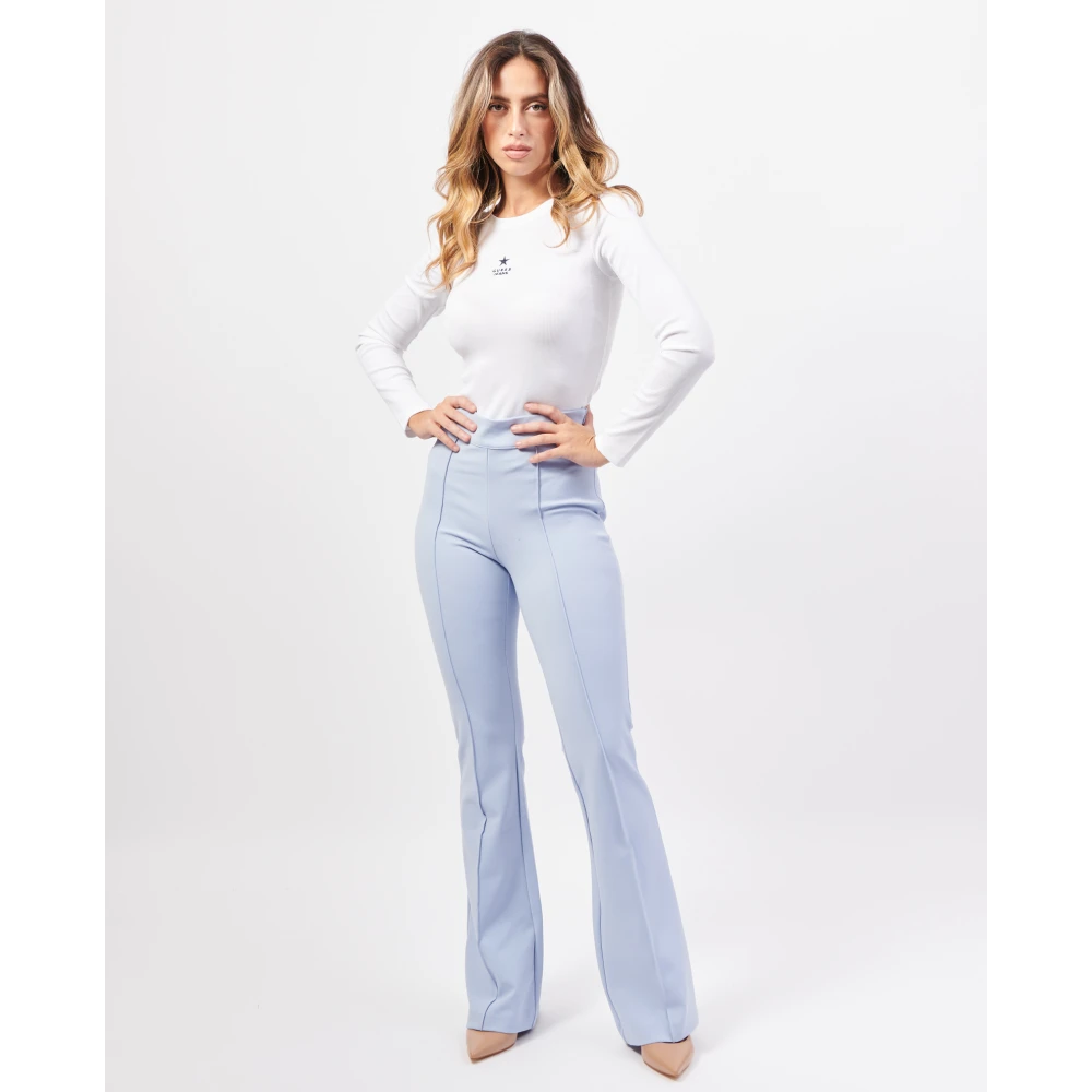 Guess Blauwe Flare Crepe Broek Blue Dames