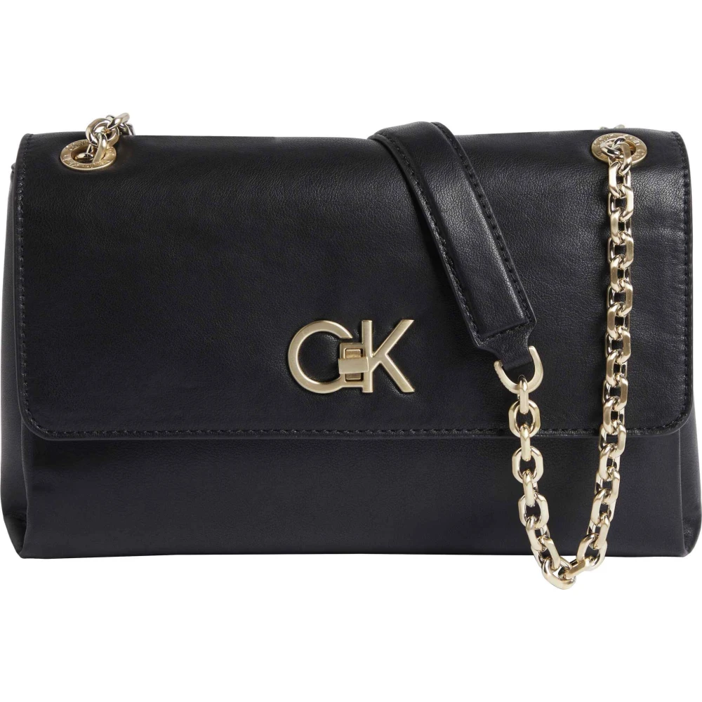 Calvin Klein Elegante Crossbody Tas met Draaislot Black Dames