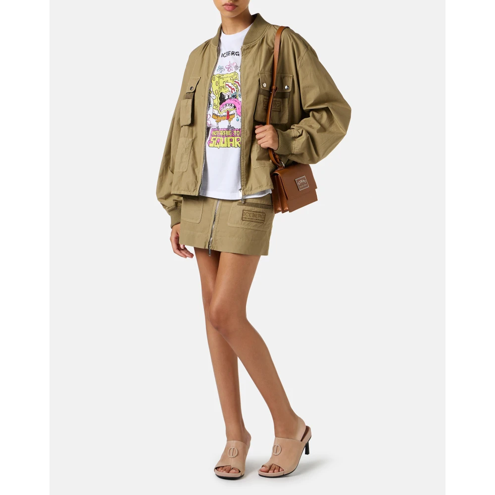 Iceberg Modderkleurige korte rok van katoenen parachute canvas Beige Dames