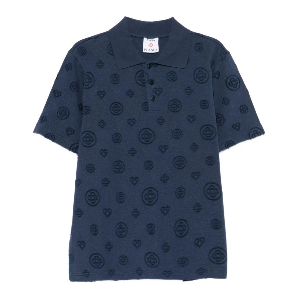 Casablanca , Polo Shirts, Male, Blue, Xl, Applique Monogram Polo