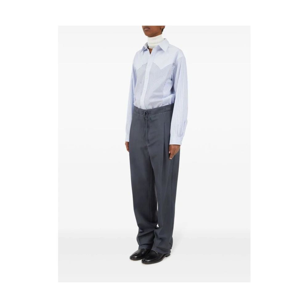 Maison Margiela Grijze Wollen Blend Signature Broek Gray Dames