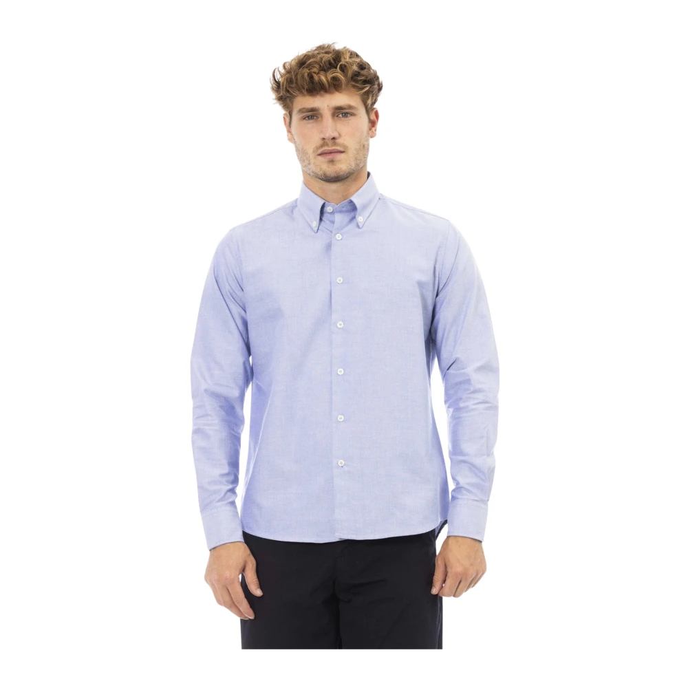 Baldinini Button-down Shirt Korte Kraag Voorknoopsluiting Blue Heren