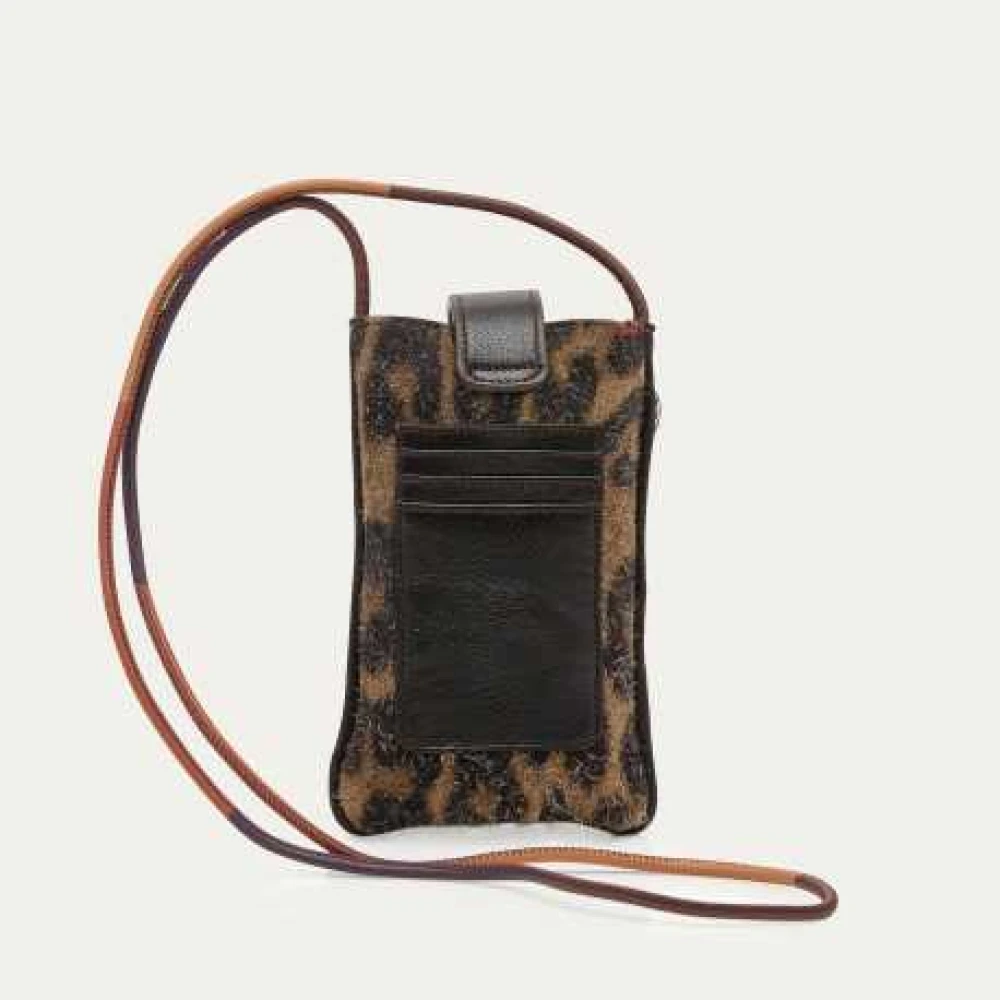 Claris Virot Leopard Vintage Double Marcus Clutch Tas Brown Dames
