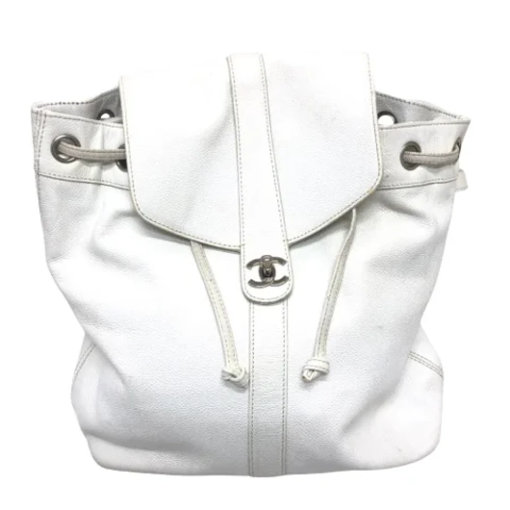 Chanel Vintage Pre-owned Leather backpacks White Dames