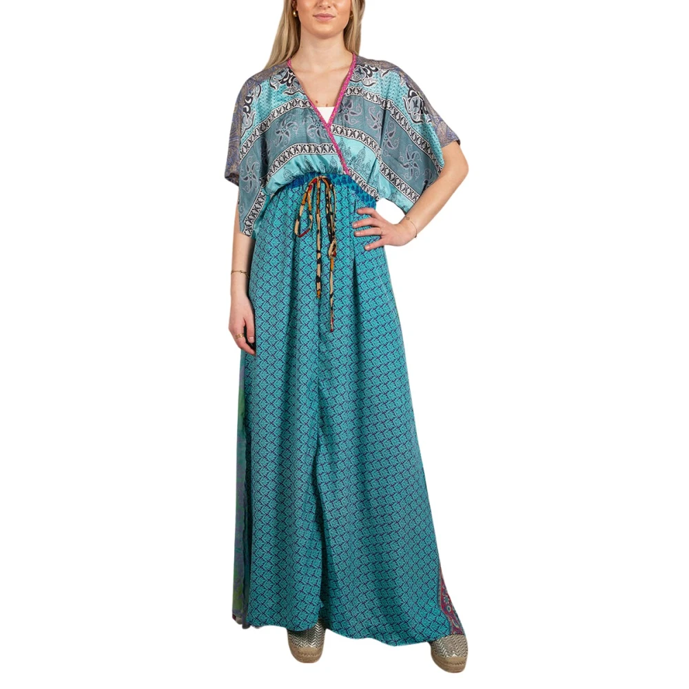Sissel Edelbo Bloemen Maxi Jurk Tithonia Blue Dames