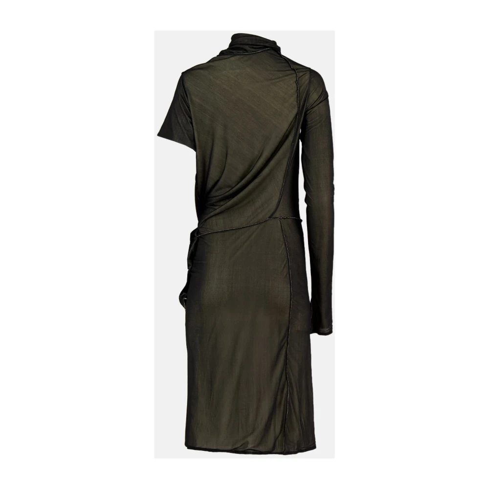 Maison Margiela Asymmetrische Eénmouw Midi Jurk Black Dames