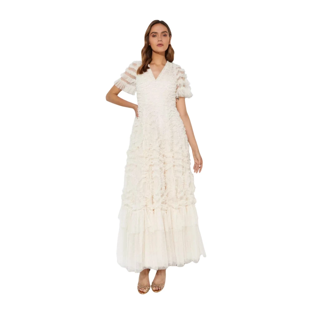 Needle & Thread Crème Maxi Jurk Verity White Dames