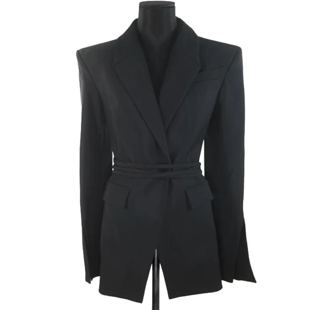 Mugler Pre-owned Wool outerwear Black Dames