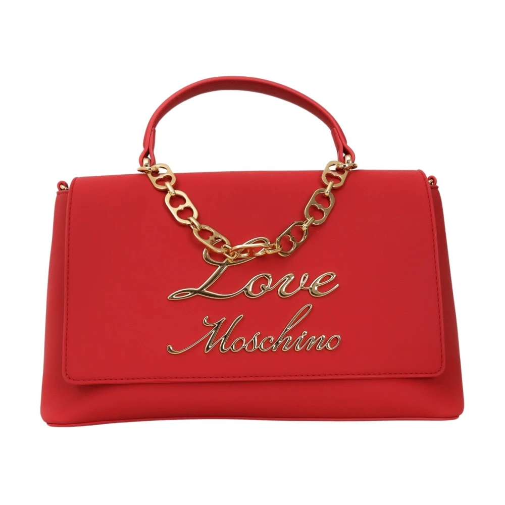 Love Moschino Rode handtas met gouden logoketting Red Dames