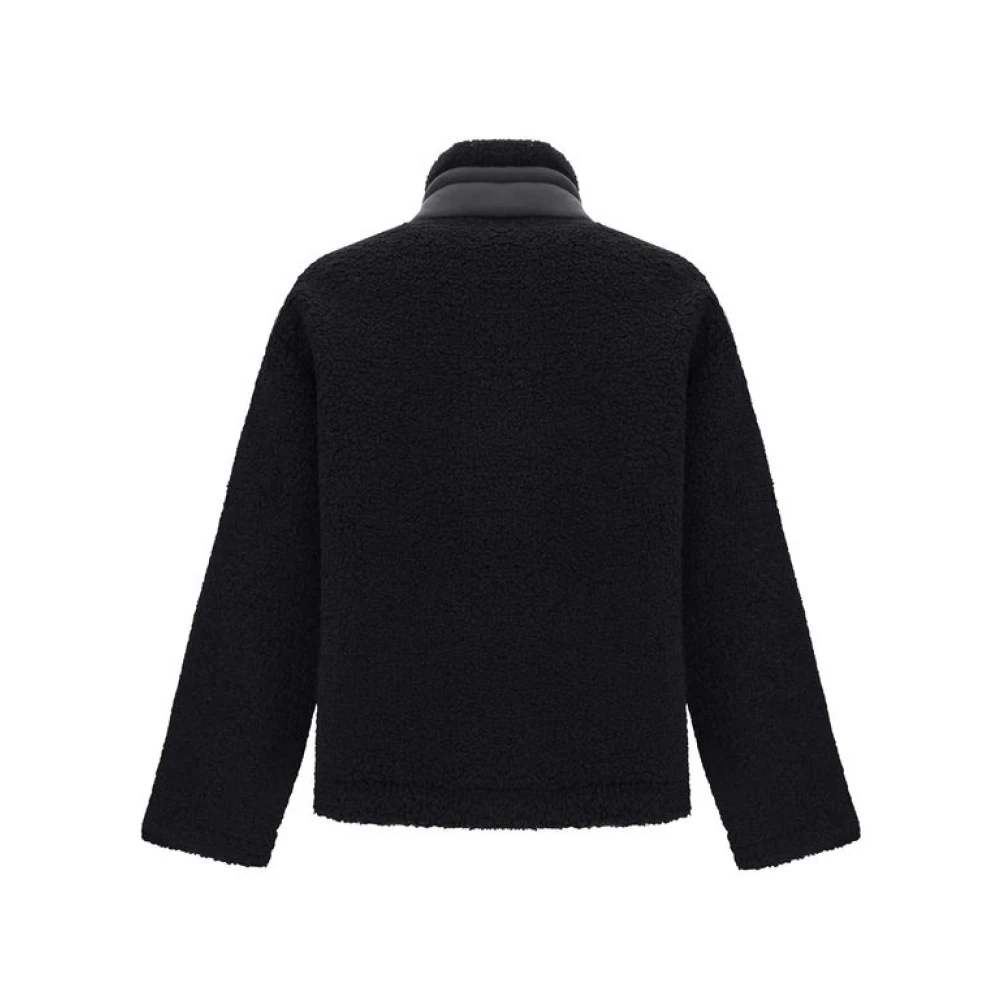 Moschino Shearling jas met hoge kraag Black Heren