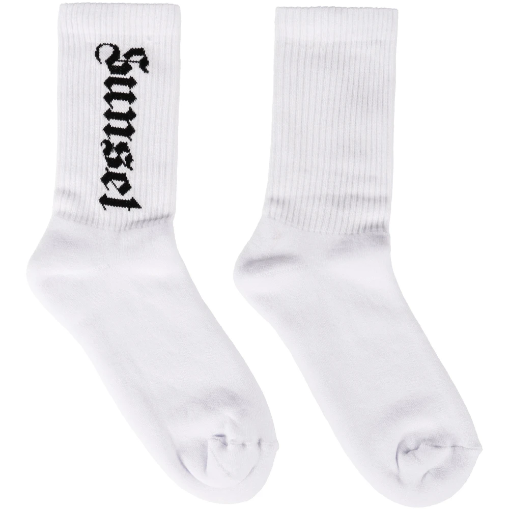 Palm Angels Logo Intarsia Katoenen Sokken White Heren