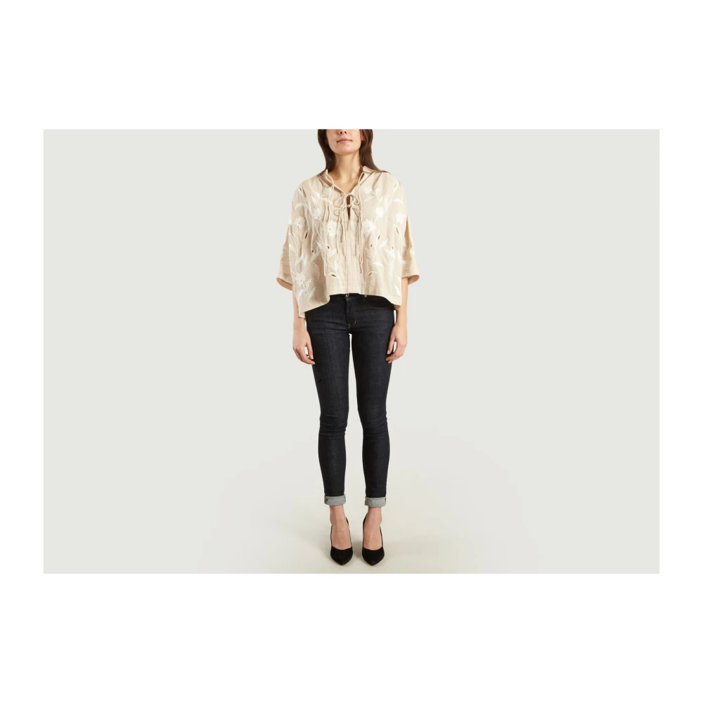 IRO Bloemen Kant Top Beige Dames