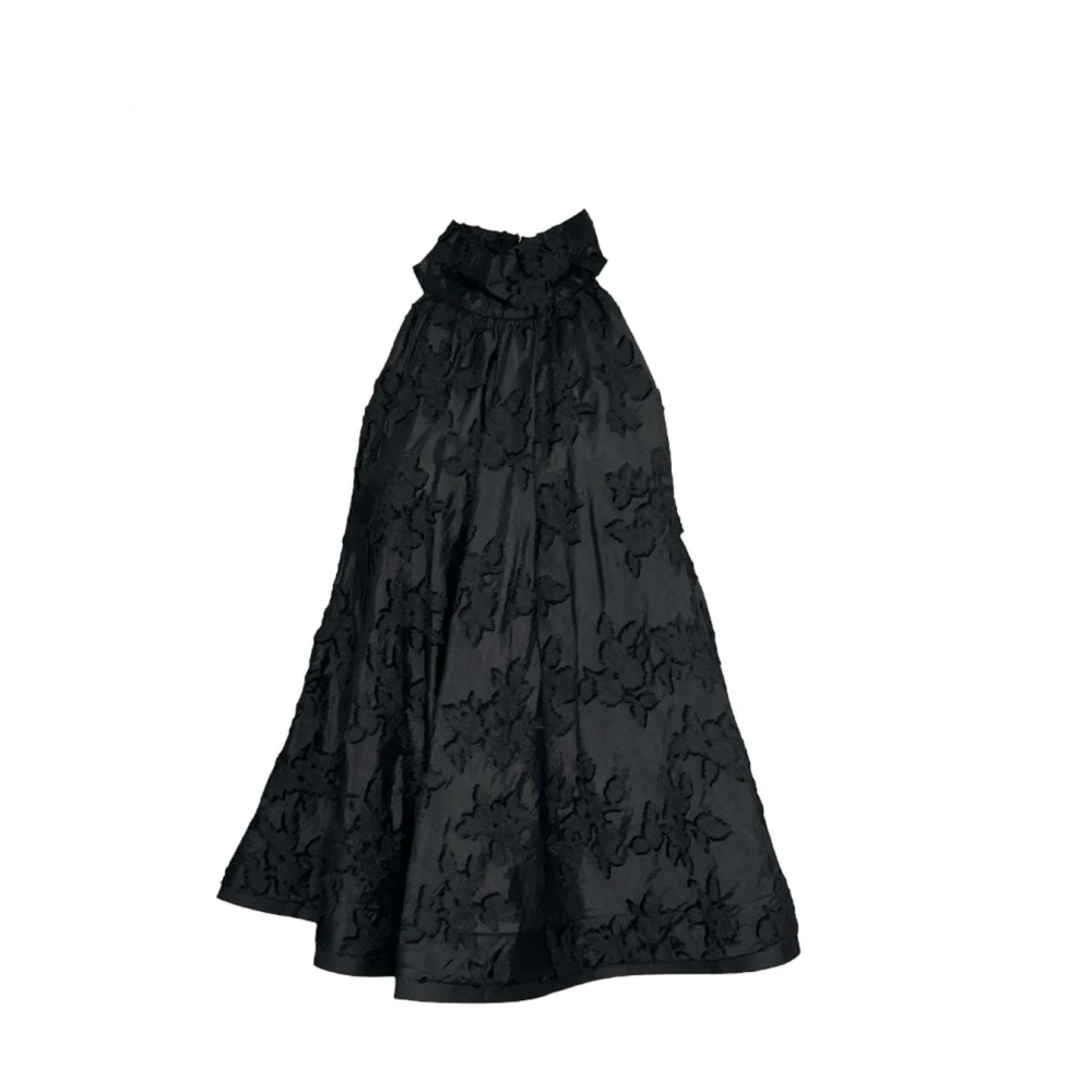 Beatrice .b Romantische Viscose Top met Fil Coupé Black Dames