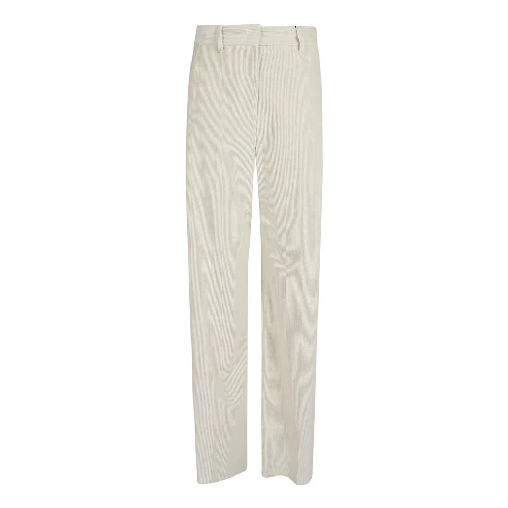 Max Mara Weekend Gestreepte Fluweel Wijde Pijp Broek Beige Dames
