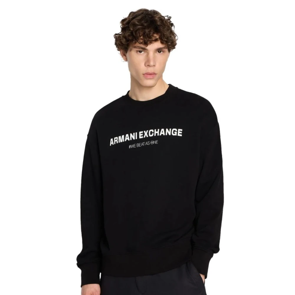 Armani Zwarte Lettering Sweatshirt We Beat As One Black Heren