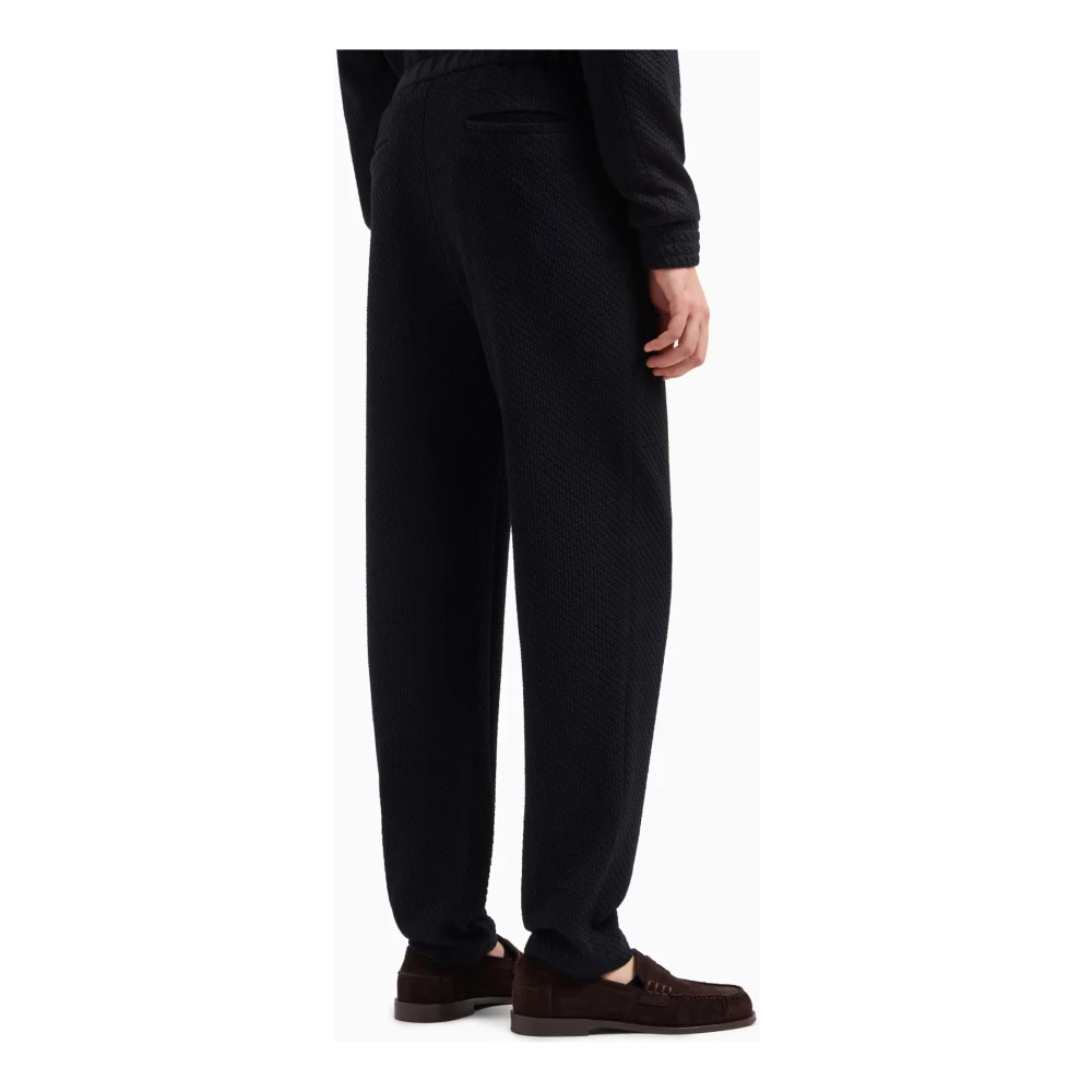 Emporio Armani Blauwe 3D-geëmbosseerde Stretchbroek Blue Heren