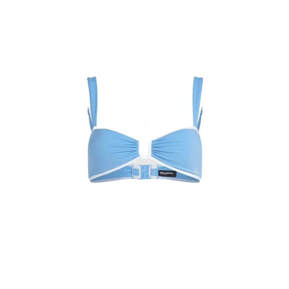 Karl Lagerfeld Blue Signature Bandeau Bikini Top - Female - Bikinis - M - Swimwear